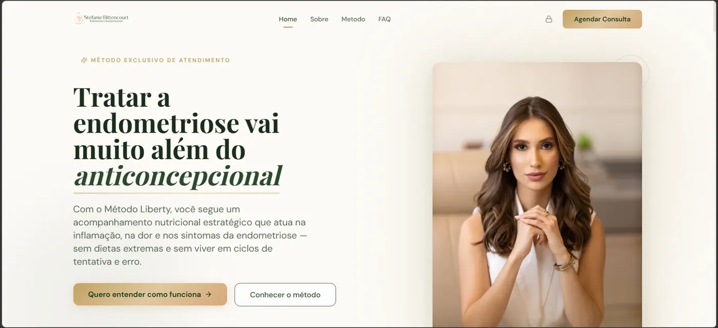 Captura de tela do site da nutricionista Stéfanie Bittencourt — Método Liberty